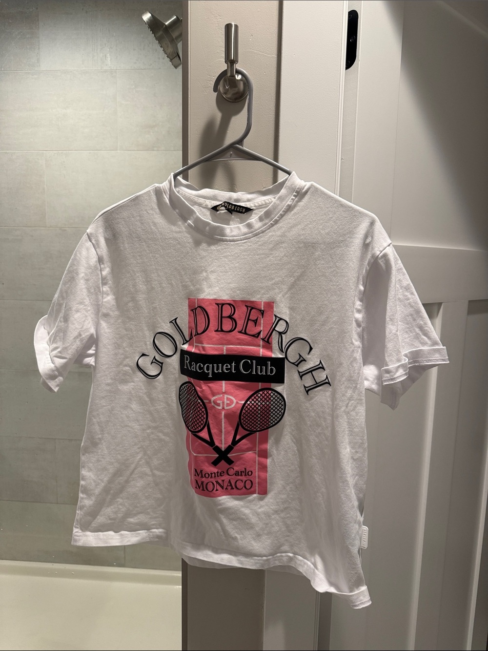 Goldbergh White Racquet Club Graphic Tee - Pink Accent size large